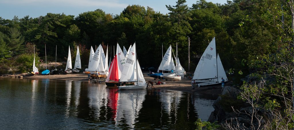 Sailboats docked by Parry Sound